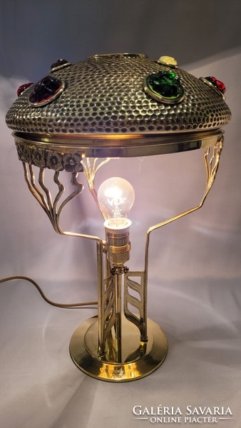Antique Art Nouveau copper table lamp