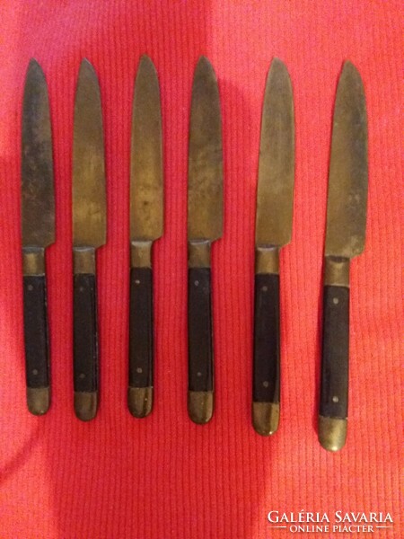 Knife set with antique copper blade and body, vinyl handle, 6 pieces, 15 cm - 8 cm, blade 1.