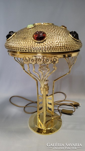 Antique Art Nouveau copper table lamp