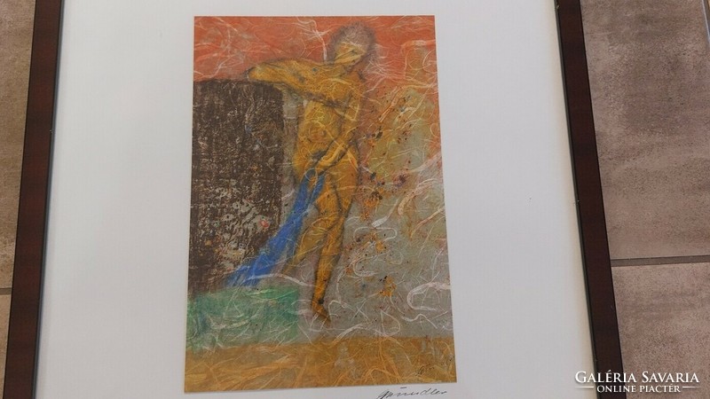 (K) Akt - absztrakt festmény 44x54 cm kerettel