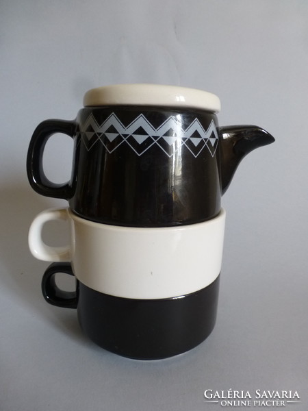 Retro black and white coffee set. Two personal, rare