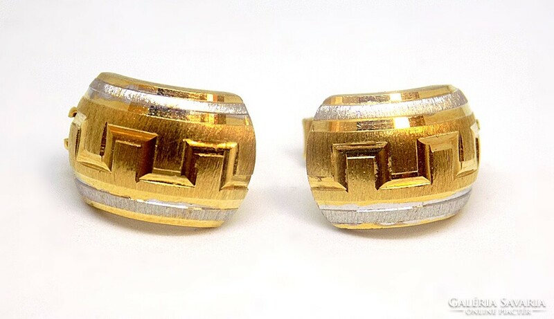 Yellow-white gold engraved earrings (zal-au118244)