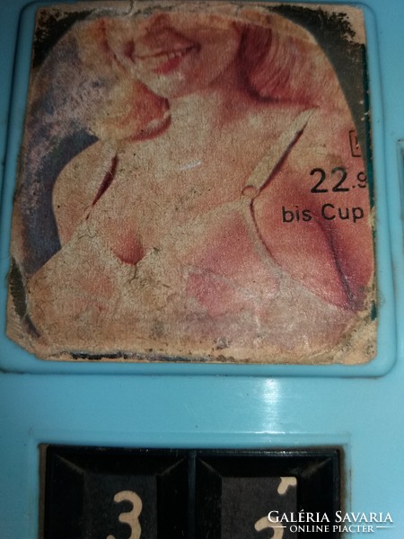 Antik kézzel állítható pin up hölgy kép rátétes asztali öröknaptár állapot a képek szerint