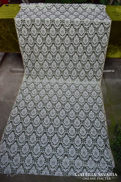 Silk brocade old material, drapery, tablecloth, patterned on a green background 660 x 125 cm ~ 8m2