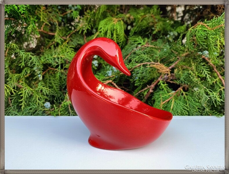 Nice oxblood glazed Zsolnay porcelain duck-goose bowl decorative plate