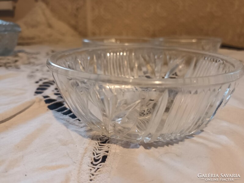Nice and cheap! Old cast glass bonbonier and 3 salad and compote bowls for sale!