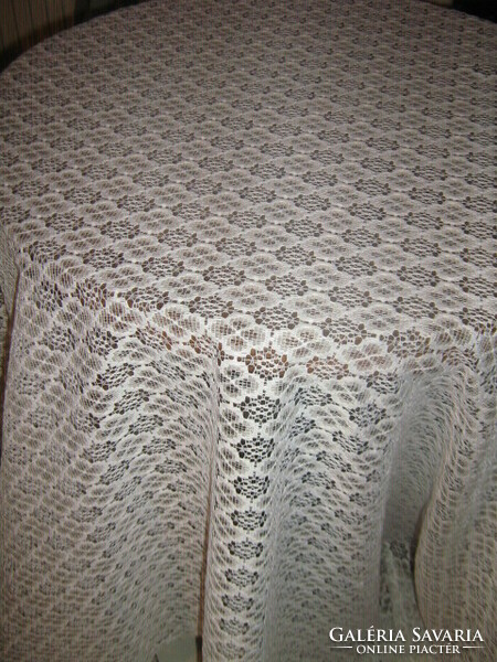 Beautiful special Italian vintage floral festive white-beige lace tablecloth