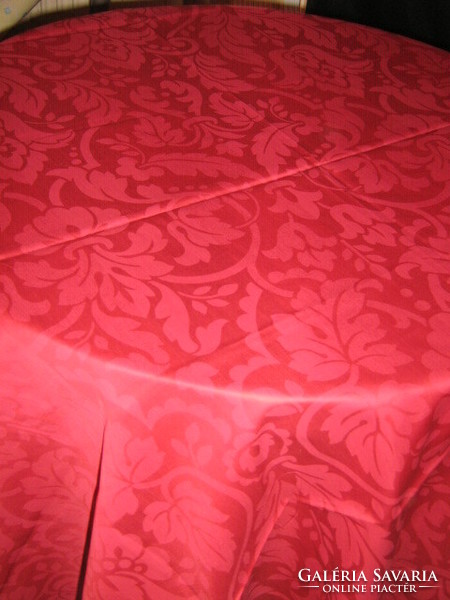 Beautiful reddish-burgundy baroque patterned silk tablecloth