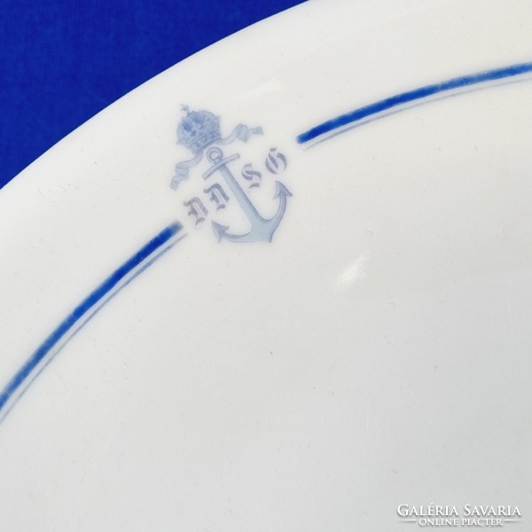 Ritka! DDSG (Első Duna-Gőzhajózási Társaság) Monarchia talpas porcelán tányér Joseph Böck Wien