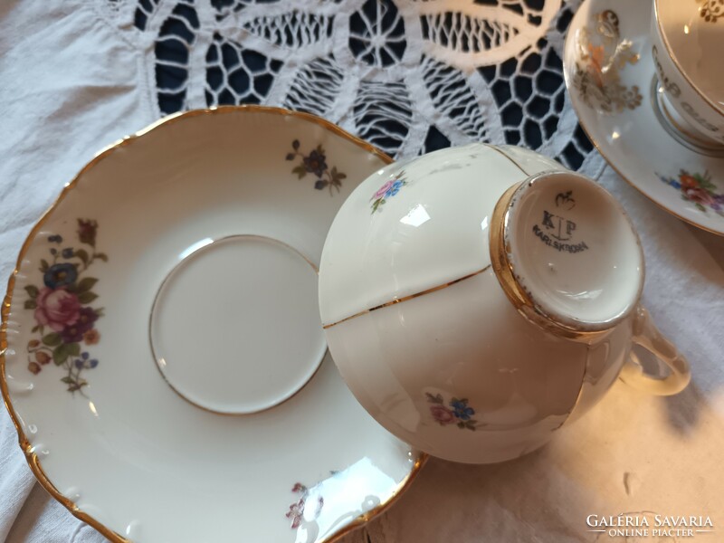 Nice and cheap! 5 sets of old porcelain chocolate and coffee cups with bottoms for sale!