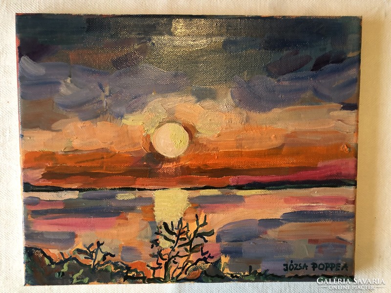 Balatoni naplemente című olajfestmény