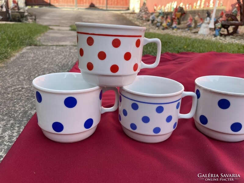 Zsolnay blue, red polka-dotted mug, nostalgia piece, cocoa mug