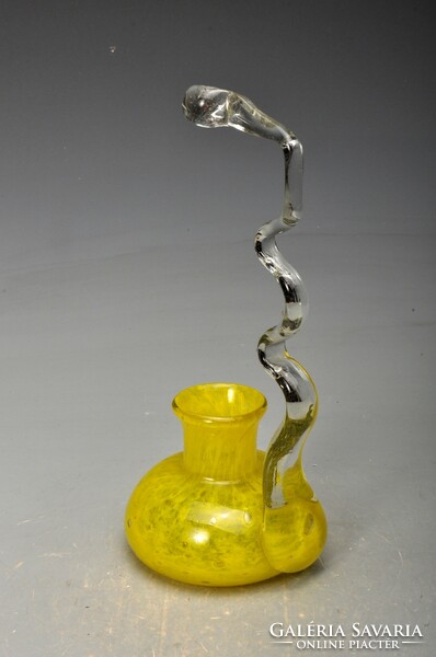 Egy szálas üveg váza -kézműves különleges darab, 25 cm