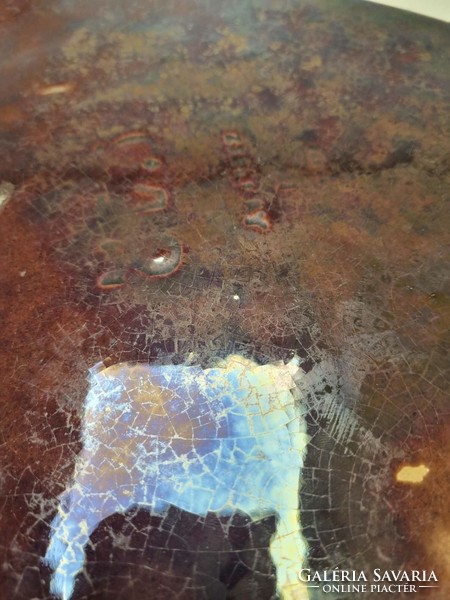 Antik jelzett irizáló mázas Zsolnay kerámia kínáló tál - 04511
