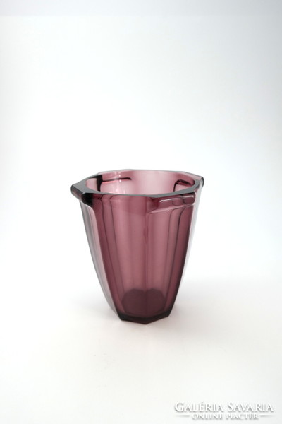 Art deco mályva színű üveg jégtartó jégvödör vagy váza - 02847