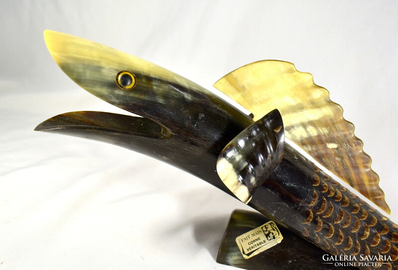 Horned fish! Large rare retro marked statue!