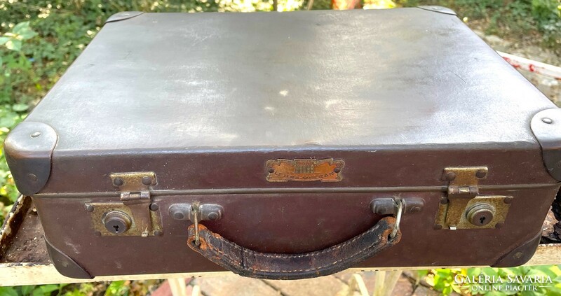 Eredeti, régi kis Bőrönd LEHNA VULKAN WEISSENFELSBEN, retro koffer, vintage