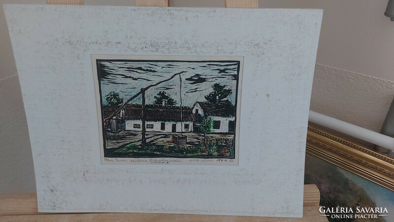 (K) linocut of great vince, the birthplace of ferenc móra