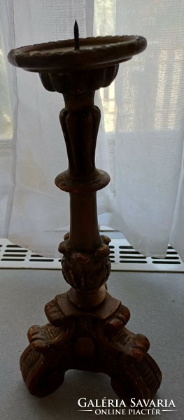 Carved from antique wood painted gilded baroque wooden candlestick lamp mècses anno