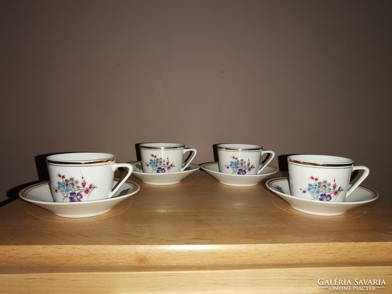 Virágmintás | 4 db hollóházi porcelán kávés csésze készlet | 6,8*4 cm