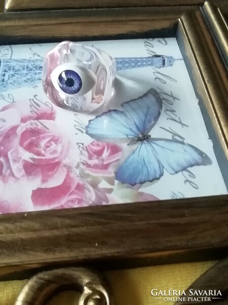 Gyönyörűséges lila gyűrű 17 méretű szem védelmező