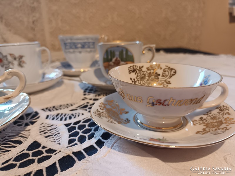 Nice and cheap! 5 sets of old porcelain chocolate and coffee cups with bottoms for sale!