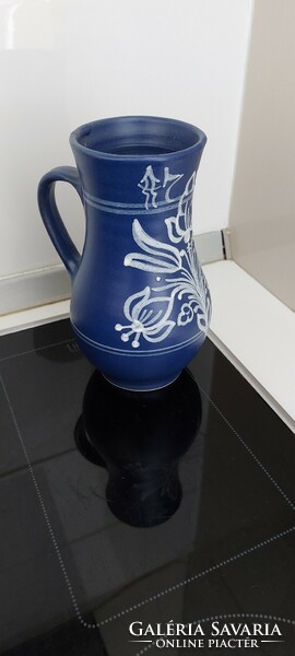 Ceramic blue folk jug