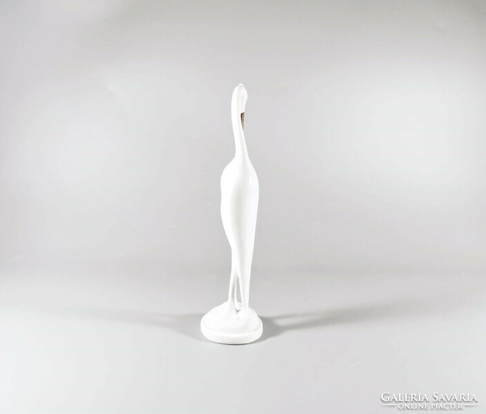 HOLLÓHÁZA, MODERN SZÁZAD KÖZEPI DARU MADÁR 19.9 CM KÉZZEL FESTETT PORCELÁN FIGURA, HIBÁTLAN ! (J009)