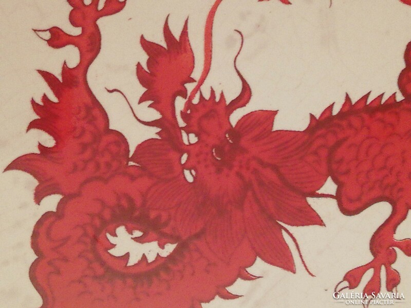 Old Meissen tiles, Meissen pattern red dragon tiles