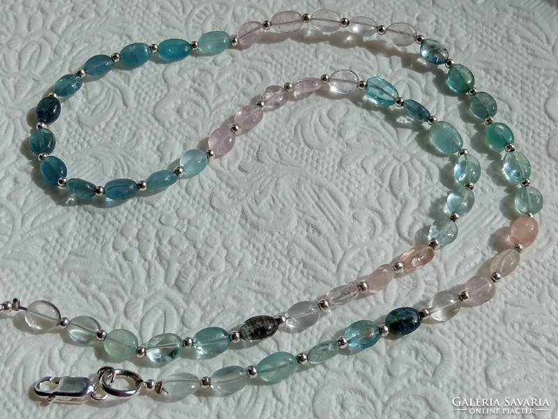 Discounted! Aquamarine - morganite necklace, 925 necklace