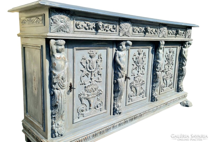 A748 Renaissance style large painted chest of drawers