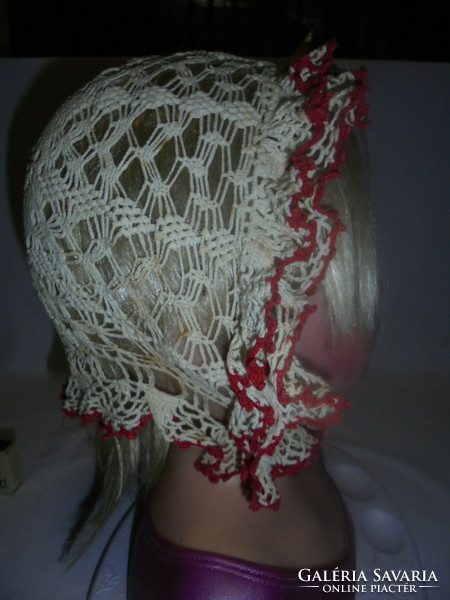 Antique crochet headband, women's headgear, hat