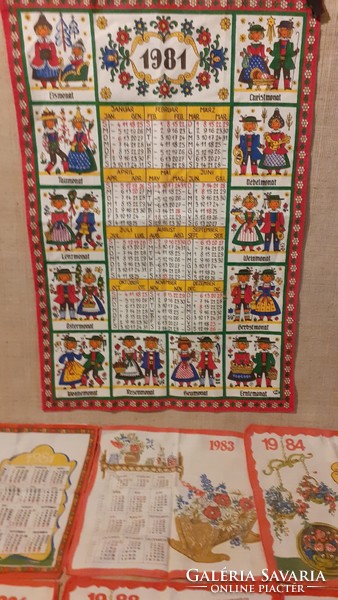 Retro annual calendar collection with wall protector handkerchiefs in good condition