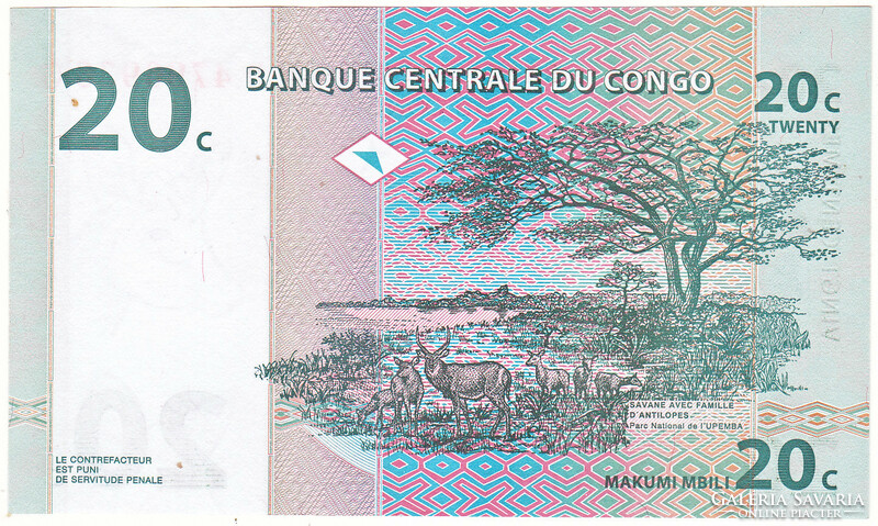 Kongói Demokratikus Köztársaság 20 centime 1997 UNC