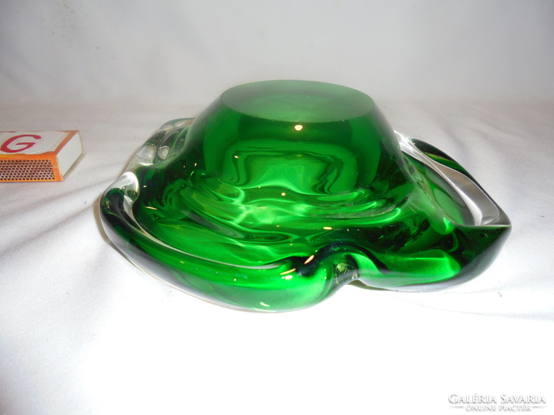 Green thick, heavy glass ashtray, ashtray