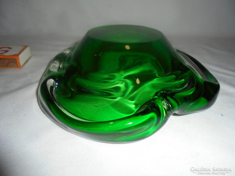 Green thick, heavy glass ashtray, ashtray