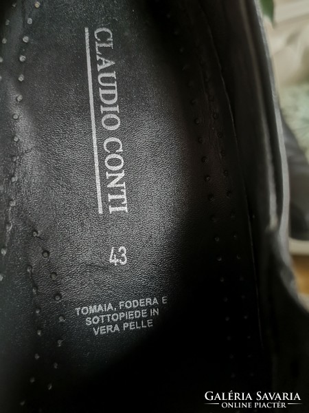 Claudio conti size 43 casual black men's leather shoes