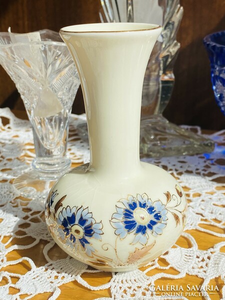 Zsolnay búzavirágos porcelán kis váza