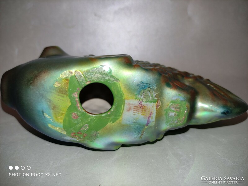 Zsolnay eozin fish Palatine Judit modernist fish sculpture