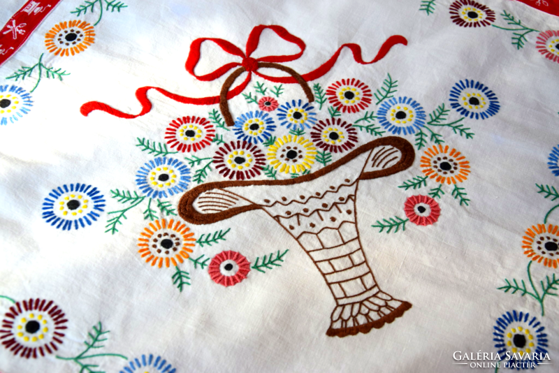 Antique old folk traditional large linen linen curtain tablecloth tablecloth tablecloth set 2 napkins