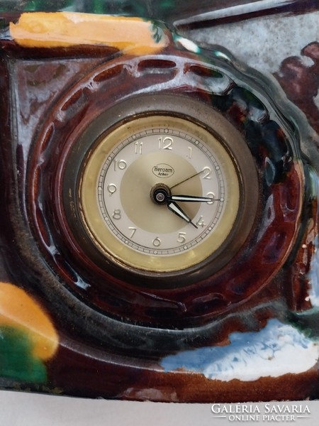 Table clock in working condition from the 50s, in terracotta housing