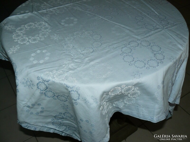 Beautiful light blue floral tolamas patterned damask tablecloth