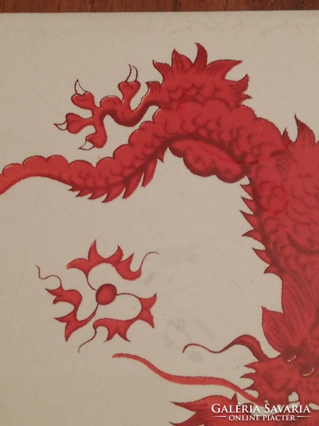 Old Meissen tiles, Meissen pattern red dragon tiles