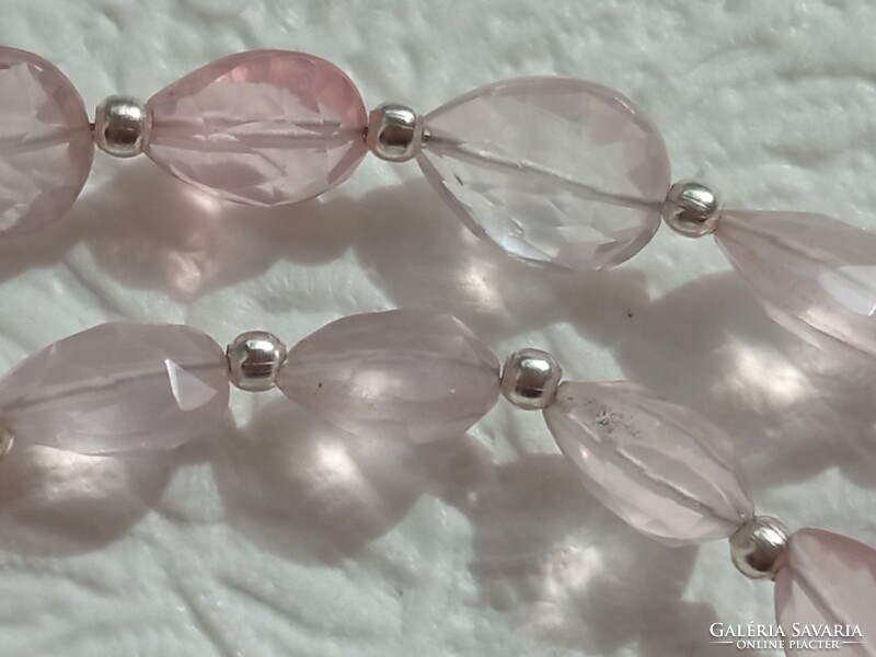 Rose quartz necklace with 925 silver clasp