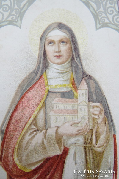 Antique litho/lithographic religious postcard/saint image for St. Hedvig, circa 1910