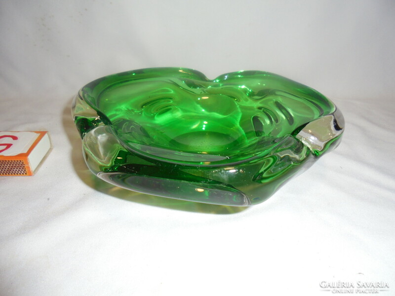 Green thick, heavy glass ashtray, ashtray