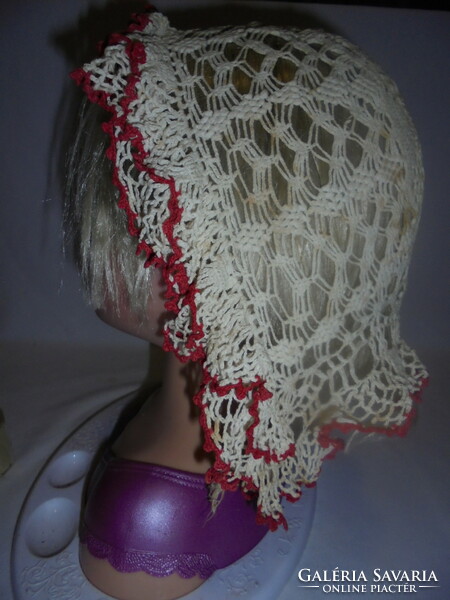 Antique crochet headband, women's headgear, hat