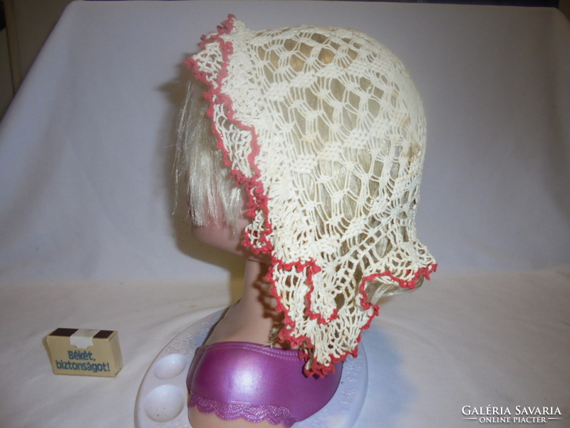 Antique crochet headband, women's headgear, hat