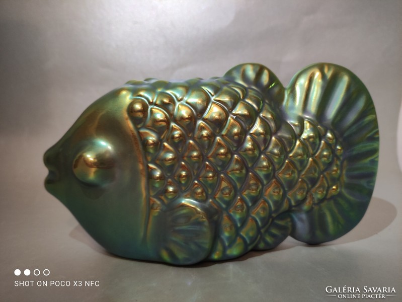 Zsolnay eozin fish Palatine Judit modernist fish sculpture