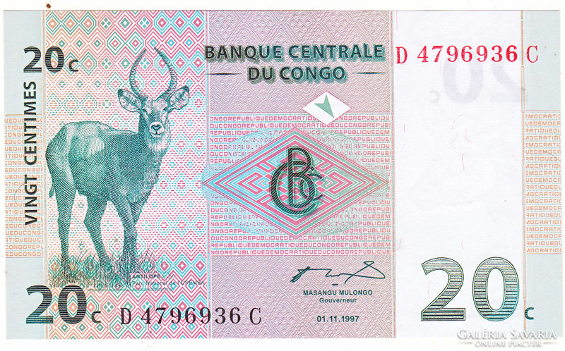 Democratic Republic of the Congo 20 centimes 1997 unc